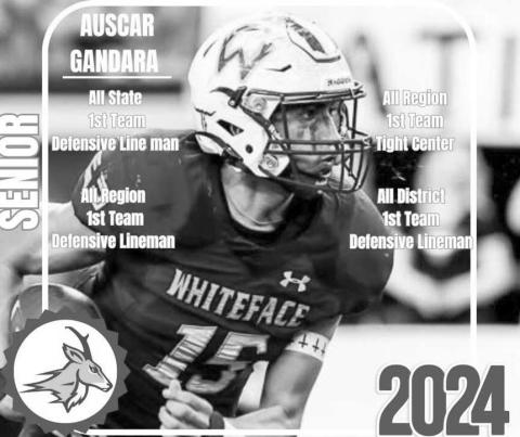 ALLSTATE - Whiteface Antelope Auscar Gandara earned All-State Honors in 1st Team Defensive Lineman, All-Region 1st Team Defensive Lineman, All-Region 1st Team Tight Center and All-District 1st Team Defensive Lineman. (Photo courtesy of Whiteface ISD)