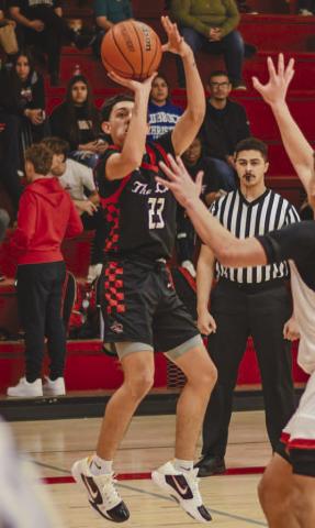 LONG RANGE - Levelland Lobo Ozzie Solano shot the ball during the teams first district game against the Sweetwater Mustangs January 12. (Staff photo by Dom Puente)