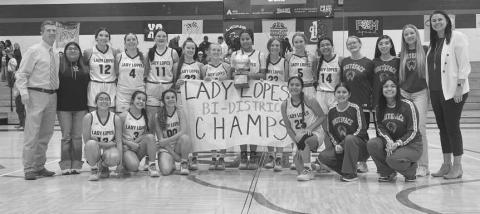 WINNING TRADITION - The Whiteface Lade Lopes secured the Bi-District Championship after defeating the Wellman Union Lady Wildcats at Trinity Christian Monday evening. The Lady Lopes move on and will face off against O’Donnell at Denver City Thursday. (Submitted Photo)