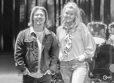 COMPETITION- Hadlie Jo Pritchard (right) and Jonny Hughes won in the high school/under 18 and adult divisions, respectively, of the second-annual Songwriter Competition hosted by South Plains College’s Commercial Music Department on April 4 at Tom T. Hall Studio on the Levelland campus. (SPC Photo/Jerry Serrano)