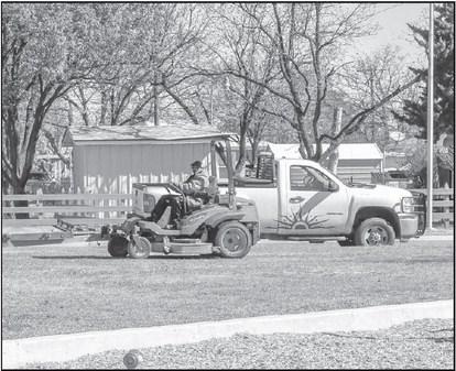 MOWING- After all the rain fall this week the City Of Levelland is keeping up with all the mowing in the Parks and recreation so that family’s and children can enjoy them.(Staff photo by Emily Campos)