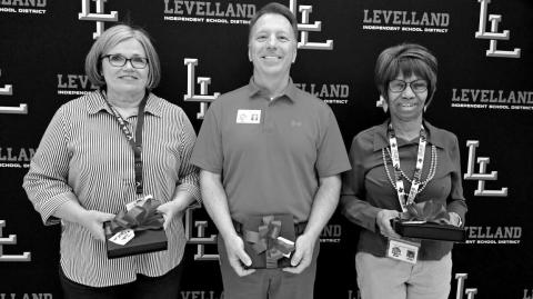 35 YEARS OF SERVICE - LISD recognized three staff members who have reached 35 years of commitment to the LISD. Pictured from left to right: Vicki Christian, Rodney Caddell and Margarett Lockett (Photo courtesy of Cristal Isaacks)
