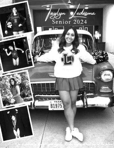CHEERING FOR SPC- LHS Cheer Coach Lily Northcutt announced that two of her 2024 LHS graduates will be cheering at the collegiate level. Alexandria Pina and Taylyn Ledmesa will be joining 2023 graduate Britton Dobson at SPC to cheer on the Texans. (Photo courtesy of Cristal Isaacks)