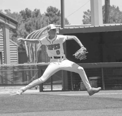 RELIEF - Ropes Eagle Cutter Stumbo appeared in relief for Bode Franklin this past Thursday in Midland in the team’s game against the Hawley Bearcats. (Staff photo by Aalijah Soliz)
