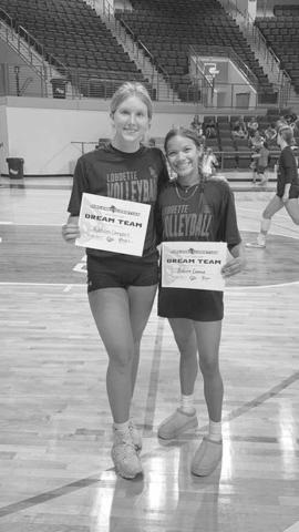 VOLLEYBALL AWARDS - LHS Volleyball Coach Whitney Gibson shares that her Loboettes just completed ACU Team Camp. Coach Gibson says, “It was fun to see the girls finally back on the court again. I’m glad they got a chance to get some work in and get better the last two days!” Levelland High School Seniors Addisen Campbell and Aubree Gaona made the Dream Team. (Photo courtesy of Levelland ISD)