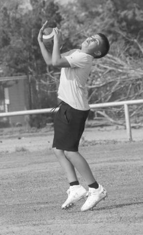 TOUGH CATCH - Morton Student caught the tough ball last Thursday during the Morton Football Camp last Thursday at the Morton Football Practice Field. (Staff photo by Aalijah Soliz)