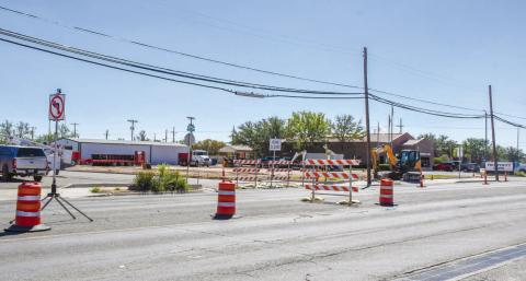 BREAKING GROUND - The early stages of construction have begun on the lot located at 301 College Avenue. Last week, demolition of the parking lot area within the plot was underway for what will become Wendy’s. The turnoff from College Avenue onto Walnut Street was blocked off as work was being done alongside the lot. (Staff photo by Evin Thomas)