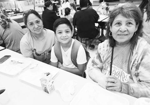 GRANDPARENTS DAY - South Elementary celebrated Grandparents Day last Monday. Several grandparents showed up and had breakfast with thier grandchildren. Pictured are 4th-Grader Javier Martha from Mrs. Lacey Guzman's class with his grandmother Janice Marth Lopez and his great-grandmother Cathy Martha. (Photo courtsey of Cristal Isaacks)