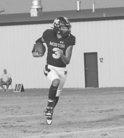 KICKOFF RETURN - Morton Indian E.J. Rivas returned the kickoff this past Thursday against the Crosbyton Chiefs at home during district play. (Staff photo by Aalijah Soliz)