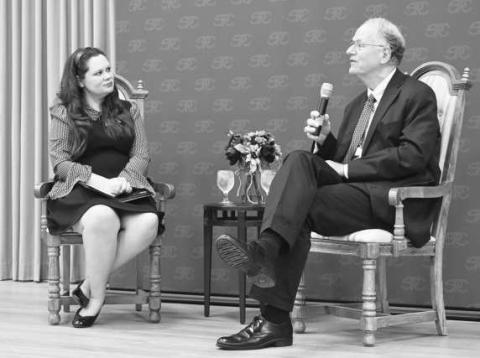 HELEN JONES FOUNDATION Q&A - Samantha Goldie (left), director of South Plains College’s Development and Alumni Relations, interviews James Arnold, president and CEO of the Helen Jones Foundation, during a Q&A session at SPC’s 2024 Scholarship Luncheon on Oct. 8 in the Sundown Room on its Levelland campus. (SPC Photo)
