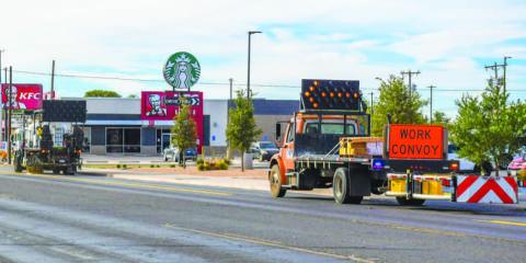 NEXT PHASE - With the roadwork completed between 13th Street and Clubview Drive, the next phase of the construction project to take place is between Dairy Queen and McDonalds. Traffic will be diverted to the west side of the road while crews work on the east side. (Staff photo by Evin Thomas)