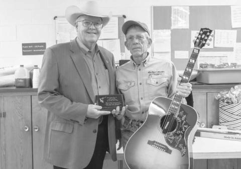 44 YEARS OF SERVICE--Aaron Smith retired from Lyntegar Electric after 44 years of service. Pictured from Left to right are Greg Henley, CEO of Lyntegar Electric and Aaron Smith. (Submitted photo).