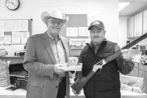 44 YEARS OF SERVICE--Lyntegar Electric held a retirement celebration last week. Roddy Gandy retired after 44 years of service with the company. Pictured are Lyntegar Electric CEO, Greg Henley and Roddy Gandy. (Submitted photo).
