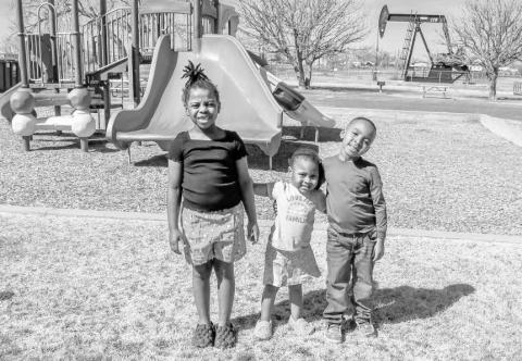 FUN AT THE PARK - Cousins Zariah, Kamaiyah and Kaydce enjoyed their spring break by visiting L.G. Griffin Park in Levelland on Wednesday. They were able to play and spend this past week with their great grandmother while Levelland ISD campuses were closed for the week. Pictured from left to right are: Zariah Johnson , Kamaiyah Johonson and Kaydence Childers. (Staff photo by Essence Childers).