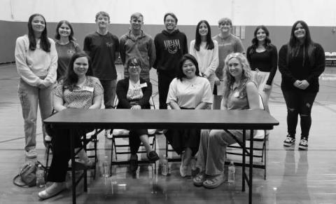 LEAP - LHS YELL students met last week to learn from the LEAP panel. Kati Moody, Kim Rico, Samantha Goldie, and Arra Delos Santos advised students on what to keep in mind in high school and how to succeed after graduation. (Levelland ISD photo).