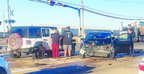 MULTIPLE VEHICLE WRECK - The Levelland Police Department responded to a multi-vehicle collision at the intersection of Alamo Road and Highway 114, Thursday morning. No major injuries were reported in the collision. The cause of the collision remains under investigation. (Staff photo by Emily Campos)