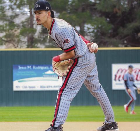 CALL - Levelland Lobo Boston Winfield waited on the call from catcher Rusty Johnson during their contest against the Sundown Roughnecks this past Saturday at home. (Staff photo by Aalijah Soliz)