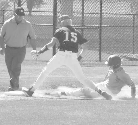 OUT!- Ropes’ Kade Franklin got the out in game two of the best of three UIL Class 2A Area Baseball Championship against Sunray in Dimmitt on Saturday. The Eagles won game one 17-10, lost game two 9-2 and won game three 7-3 to take the series. (Photo Courtesy of Jay Kelley)