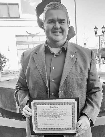 REGISTERED ELECTION OFFICIAL - Hockley County Elections Administrator Jody Rose received his certification as a Registered Election Official in the state of Texas Wednesday. Rose was part of the Texas Association of Election Administrators Mid-Winter Conference in Amarillo. The certification is a 32-hour voluntary course that is completed over a two year period. Rose earned his certification on top of the required state training. (Photo courtesy of the Hockley County Elections Administration)