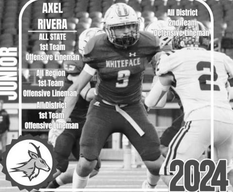 ALLSTATE - Whiteface Antelope Axel Rivera earned All-State Honors in 1st Team Offensive Lineman, All-Region 1st Team Offensive Lineman, All-District 1st Team Offensive Lineman and All-District 2nd Team Defensive Lineman. (Photo courtesy of Whiteface ISD)