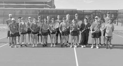 LEVELLAND TENNIS - Pictured is the 2023 Levelland Tennis Pack, from left to right are: Coach Jefferey Braziel and Chad Lawson with their athletes Nathan Ellis, Martin Nieland, Michael Cannon, Ryeton McMahn, Brady Houston, Zack Lopez, Eben Castillo, Zavier Rogers, Jasmin Mendoza, Saydee Varges, Daisy Perez, Alexis Sanchez, Maddie Almager, Daniela Perez, Fabiola Hernandez, and Paloma Escamilla. (Submitted Photo)