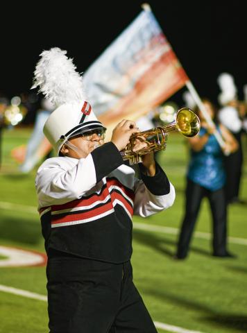 - The Levelland band performs at halftime of the Levelland vs. Estacado football game this past Friday night at Lobo Stadium. (Staff photo by Jentezen Smith)