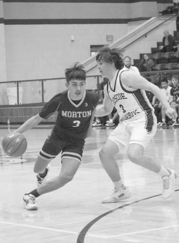 TOO FAST - Morton Indian E.J. Rivas got past his defender during the team’s last game against Roscoe in Lamesa during their Area Round. (Staff photo by Aalijah Soliz)