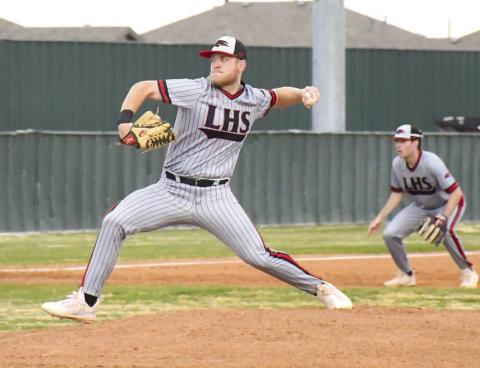 GOT THE WIN- The Levelland Lobo varsity baseball team moved to 13-7 on the season with a 24-3 home win over the Tulia Hornets. Tyler Pemberton got the start on the hill and earned the win. Pemberton in two innings of work he allowed two runs with one earned on a hit, two walks and one strikeout. (Staff Photo by Dom Puente)