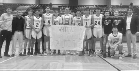 BI-DISTRICT CHAMPS - The Whiteface Antelopes outlasted the Sands Mustangs this past Tuesday in Lamesa for their bi-district matchup in the UIL basketball playoffs where they won. Whiteface faced off against the Jayton Jaybirds this past Friday for their area round of playoffs.