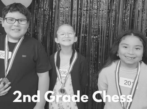 2ND GRADE CHESS WINNERS - 1st place Braylyn Campos, 2nd place Lula Smith and 3rd place James Torres. (Photo courtesy of Cristal Isaacks)