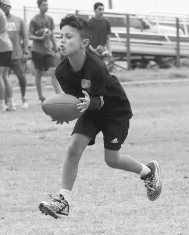 PUNT RETURN - Ropes Eagle Ryler Terrell caught the punt this past Monday at the Ropes Eagle Football Camp at the Ropes Football Field. (Staff photo by Aalijah Soliz)