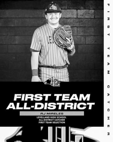 ALL DISTRICT CATCHER - Levelland Lobo RJ Mireles was named First Team All-District following the 2024-2025 baseball season. Mireles was named All-District Catcher. (Photo courtesy of LISD)