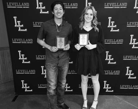TOP GPA ATHLETES- The Levelland athletics hosted their annual sports banquet at the Mallet Event Center Monday evening. Seniors athletes Alex Cervantez and Alanna Worley were named the top GPA student athletes. (Staff Photo by Dom Puente)