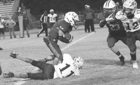 WON’T GO DOWN - Cash Crutcher had two touchdowns for the Whiteface Antelopes in their UIL District 3-1A1 high school football home opener last Friday. The Antelopes crushed the Wellman-Union Wildcats 68-0 and will be in Meadow to continue district play next Friday at 7:30 p.m. for more district action. (Photo by Holly Crutcher)