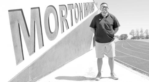 BIG MOVES - Morton ISD has hired new Girls Basketball Head Coach, Eric Velasquez to take over the program. Pictured above is Eric Velasquez in front of the Field House nect to Indean Stadiam. (Staff Photo by Aalijah Soliz)