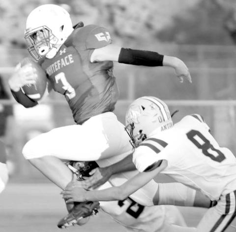 TRIPPED UP- Whiteface’s Ethan Kauffman had 21 yards on seven carries with two touchdowns in last Friday’s 53-6 homecoming win over the Anton Bulldogs. Whiteface will be in Wildorado Friday for a 7:30 p.m. game, while Anton hosts Spur, also at 7:30 p.m. (Picture courtesy of Holly Crutcher)