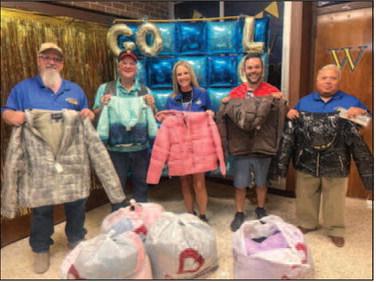 WARM WINTER- Whiteface CISD elementary students received 25 winter jackets from Elizabeth’s University Parish Knights of Columbus in Lubbock last week. (Whiteface CISD photo).