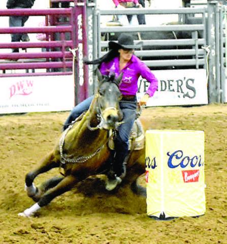 BARRELL RACING-- The ABC Pro Rodeo returned to the Mallet Event Center &amp; Arena this past weekend, bringing three days of high-energy entertainment and professional rodeo competition to the community. (Staff photo)