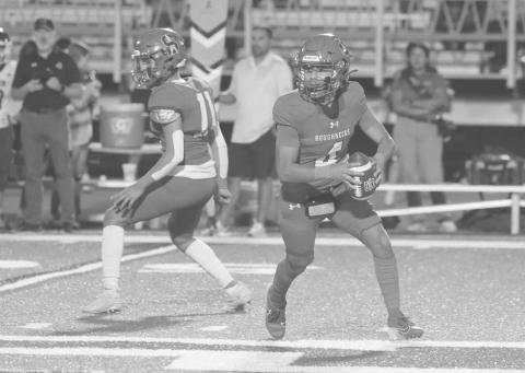 ON THE MOVE - Sundown Roughneck Adan Escamilla scrambled out of the pocket against the Smyer Bobcats last Friday in the team’s win. (Photo courtesy of Sundown ISD)