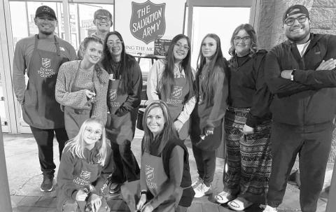 VOLUNTEERING WITH A SMILE - The Hockley County Salvation Army Unit will begin ringing bells at the iconic red kettles Monday, December 2 thoughThursday, December 5 and Monday, December 9 and December 12 at both United Supermarket and Wal-Mart in Levelland. Volunteer opportunities are available each day from 4-7 p.m. with one-hour segments. A kettle will be set up at the Salvation Army Family Store located at 502 Avenue H, Levelland. Over 90% of the funds collected in the local red kettles stay in the commun