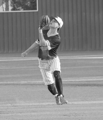 POP OUT - Levelland Lobo Jake Potter caught the fly ball during the team’s game last Friday at home against the Estacado Matadors at home for the district closer. (Staff photo by Aalijah Soliz)