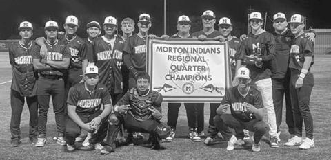 REGIONAL QUARTERFINAL CHAMPS - The Morton Indians took on the Claude Mustangs this past Thursday night at Wayland Baptist University for their Regional Quarterfinal Round of playoffs where the Indians won in two games. The first game they won 11-4 and the second game they won 9-4. The Indians are taking on the Nazareth Swifts this upcoming Thursday and Friday at Littlefield High School. (Photo courtesy of Morton ISD)