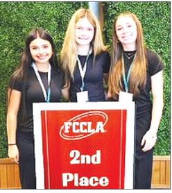 FCCLA STATE COMPETITION – The Smyer FCCLA Interior Design team of Arymar Calderon, Morgan Pittman and Payton Thornton placed second at state and advanced to the National competition in Washington, D.C. this summer. (Smyer ISD photo)