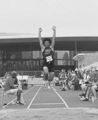 LONG JUMP - Whitharral Panther Brent Robinson competed at the UIL State competition where he placed third place in the Long Jump event. (Photo courtesy of Holly Crutcher)