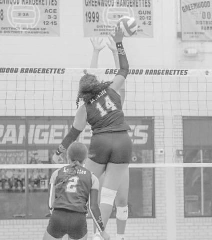 SPIKED - Levelland Loboette Trinity Wafers sent the ball into the ground this past Tuesday against the Greenwood Rangerettes during the team’s contest. (Staff photo by Aalijah Soliz)