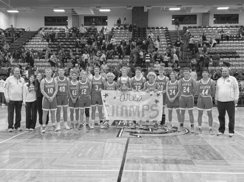 AREA CHAMPS - The Ropes Eagles earned Area Champs after beating the Forsan Buffaloes this past Friday night at Lamesa High School 64-25, in a blowout win. The Eagles played against the Abernathy Antelopes this past Tuesday night at the SPC Texan Dome for the Regional Semi-Final Round of playoffs. (Staff photo by Aalijah Soliz)