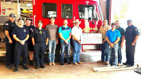 GENEROUS DONATION - The Levelland Fire Department recently received a $1,000 donation from Atmos Energy. (Levelland Fire Department photo)