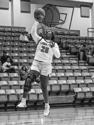 FASTBREAK - Levelland Loboette Destynii Jones layed the ball up during the team’s fast break during the Andrews Tournament last week. (Staff photo by Aalijah Soliz)