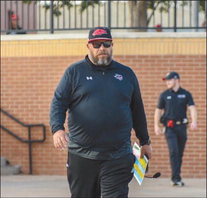 GAME DAY - Levelland Coach Mike Brogden was getting ready at Lowry Field before his Lobos took the field this past Friday. The Lobos will face-off against the San Angelo Lakeview Chiefs who are going into the game with a record of 1-3 coming off of a loss to Lubbock High. (Staff photo by Dom Puente)