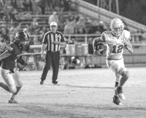SHIFTY - Ropes athlete Kade Franklin ran the ball during the teams district win against the Morton Indians this past Friday to rack up some extra rushing yards. The team played against Seagraves at home this Friday to keep district play rolling. (Photo courtesy of Donovan Martin)